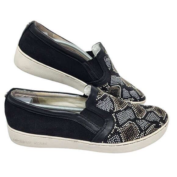 Michael Kors Womens Slip-On Sneakers With Rhinestone Snake Print Size 9.5M - Picture 3 of 11